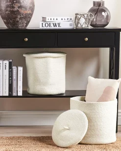 Conjunto De 2 Cestos Em Algodao Branco Silopi