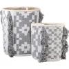 Conjunto De 2 Cestos Em Algodao Branco E Cinzento Kalai