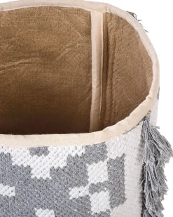 Conjunto De 2 Cestos Em Algodao Branco E Cinzento Kalai