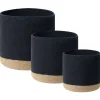 Conjunto De 3 Cestos Em Algodao Preto E Creme Basima