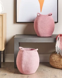 Conjunto De 2 Cestos Em Algodao Rosa Panjgur