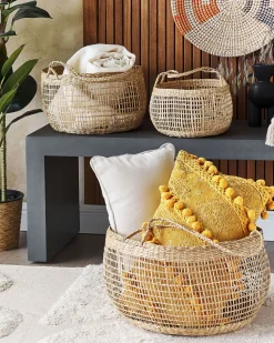 Conjunto De 3 Cestos Em Fibra De Algas Cor Natural Arapaima