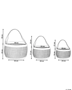 Conjunto De 3 Cestos Em Fibra De Algas Cor Natural Arapaima