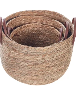 Conjunto De 3 Cestos Em Fibra De Algas Cor Natural Sayjar