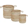 Conjunto De 3 Cestos Em Juta Natural E Creme Zhob