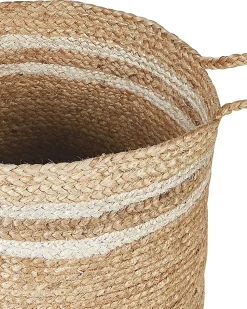 Conjunto De 3 Cestos Em Juta Natural E Creme Zhob