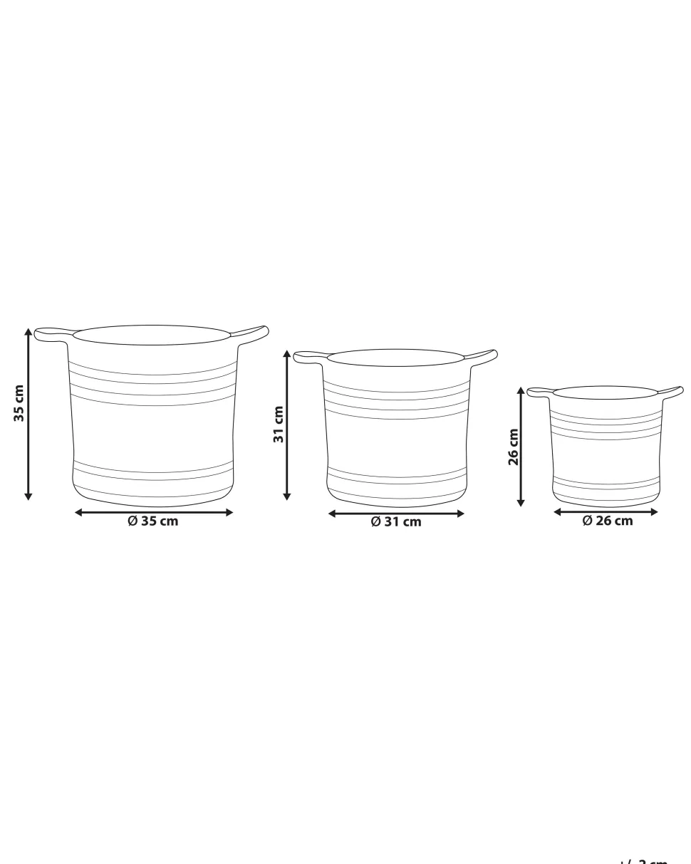 Conjunto De 3 Cestos Em Juta Natural E Creme Zhob