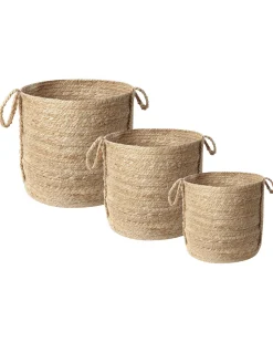 Conjunto De 3 Cestos Em Juta Cor Natural Wadh