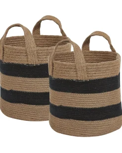 Conjunto De 2 Cestos Em Juta Creme E Preta Gerede