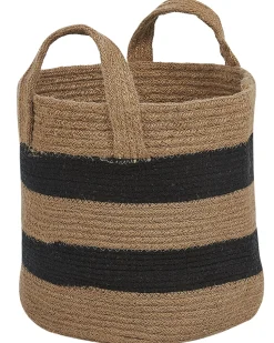 Conjunto De 2 Cestos Em Juta Creme E Preta Gerede