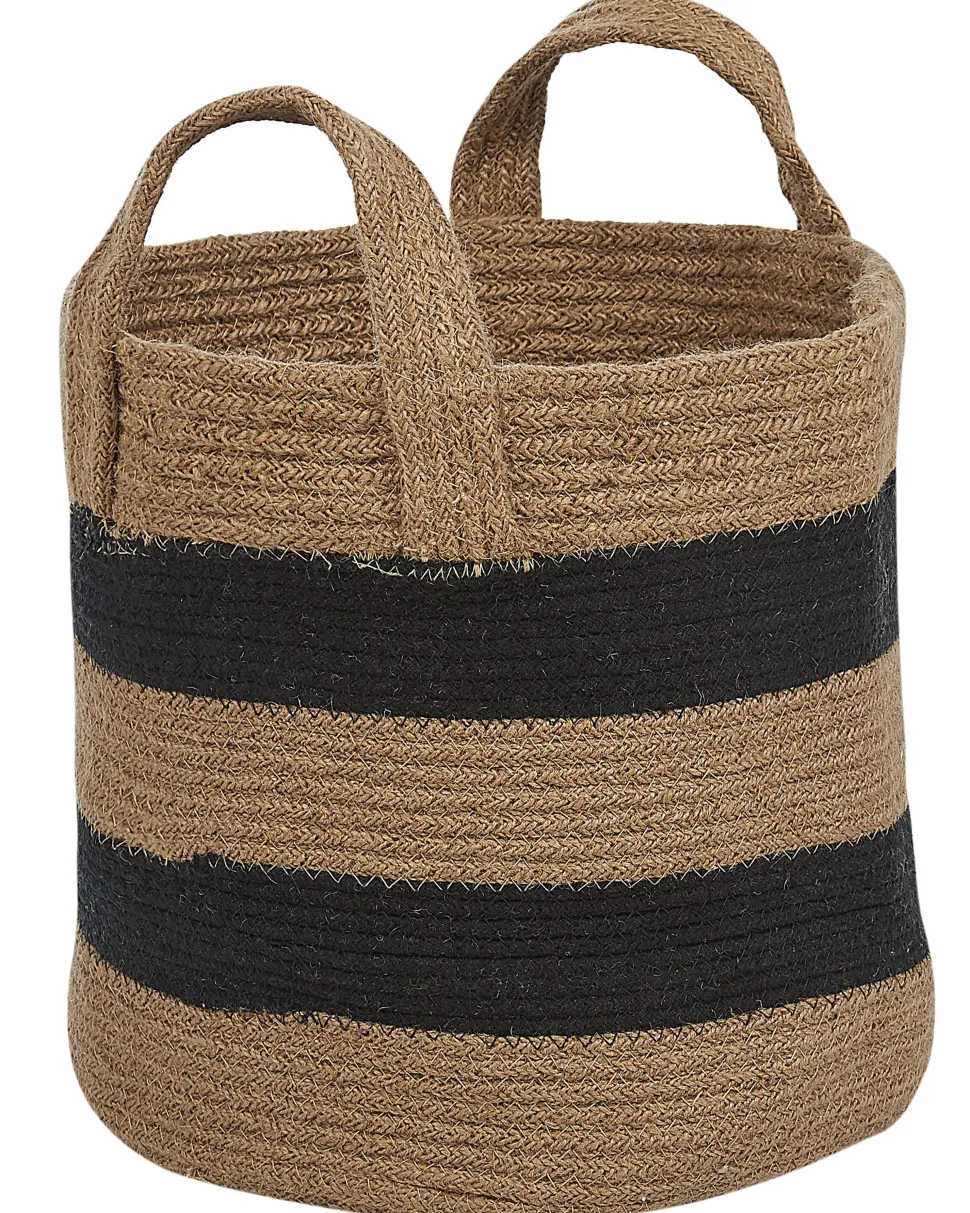 Conjunto De 2 Cestos Em Juta Creme E Preta Gerede
