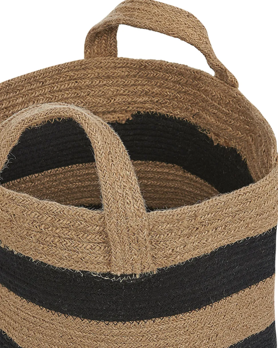 Conjunto De 2 Cestos Em Juta Creme E Preta Gerede