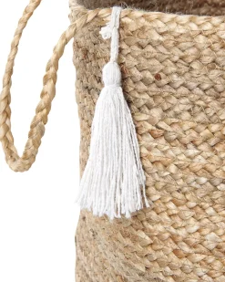 Conjunto De 2 Cestos Em Juta Branca E Creme Gajar