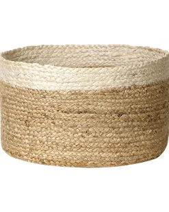 Conjunto De 3 Cestos Em Juta Natural E Creme Tajori