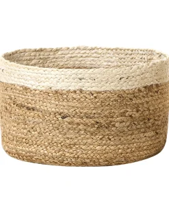 Conjunto De 3 Cestos Em Juta Natural E Creme Tajori