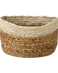 Conjunto De 3 Cestos Em Juta Natural E Creme Tajori