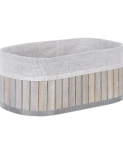 Conjunto De 5 Cestos Em Madeira De Bambu Cinzenta Talpe