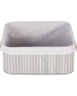 Conjunto De 5 Cestos Em Madeira De Bambu Cinzenta Talpe