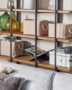 Conjunto De 3 Cestos Em Tecido De Poliester Creme E Cinzento Darqab