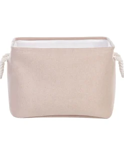 Conjunto De 3 Cestos Em Tecido De Poliester Creme E Cinzento Darqab