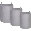 Conjunto De 3 Cestos Em Tecido De Poliester Cinzento Archa