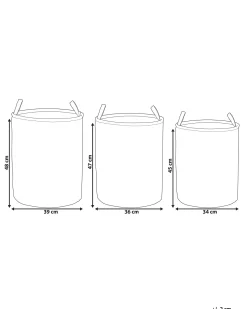 Conjunto De 3 Cestos Em Tecido De Poliester Cinzento Archa