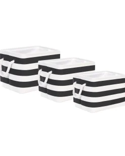 Conjunto De 3 Cestos Em Tecido De Poliester Preto E Branco Darqab