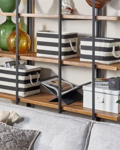 Conjunto De 3 Cestos Em Tecido De Poliester Preto E Branco Darqab