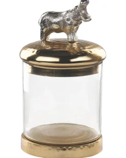 Conjunto De 2 Frascos Decorativas Em Dourado E Prateado Laki