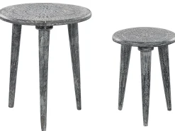 Conjunto De 2 Mesas De Apoio Em Madeira De Mango Cinzenta Jatra