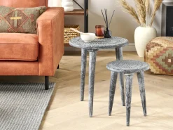 Conjunto De 2 Mesas De Apoio Em Madeira De Mango Cinzenta Jatra