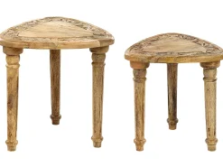 Conjunto De 2 Mesas De Apoio Em Madeira Clara De Mango Saora