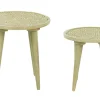 Conjunto De 2 Mesas De Apoio Em Madeira De Mango Verde Clara Maharo