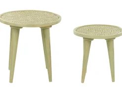 Conjunto De 2 Mesas De Apoio Em Madeira De Mango Verde Clara Maharo