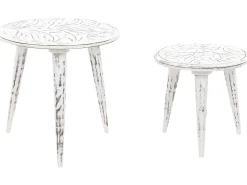 Conjunto De 2 Mesas De Apoio Em Madeira De Mango Branca Chandra