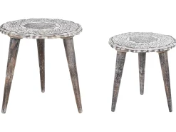 Conjunto De 2 Mesas De Apoio Em Madeira Branca Adro