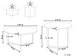 Conjunto De 2 Mesas De Centro Em Madeira Escura E Preta Tippo