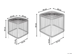 Conjunto De 2 Mesas De Centro Em Rattan Natural E Preto 67 X 67 Cm Cesenatico