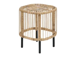 Conjunto De 2 Mesas De Centro Em Rattan Natural E Preto 67 X 67 Cm Cesenatico