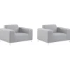 Conjunto De 2 Poltronas De Jardim Cinzento Claro E Branco Rovigo