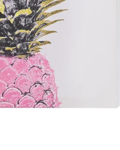 Conjunto De 3 Quadros Em Tela 30 X 30 Cm Rosa E Dourado Apesika