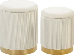 Conjunto De 2 Tamboretes Brancos Com Arrumação Miramar