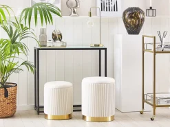 Conjunto De 2 Tamboretes Brancos Com Arrumação Miramar