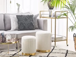 Conjunto De 2 Tamboretes Brancos Com Arrumação Miramar