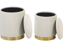 Conjunto De 2 Tamboretes Brancos Com Arrumação Miramar