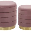 Conjunto De 2 Tamboretes Com Arrumação Rosa Garland