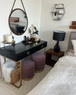 Conjunto De 2 Tamboretes Com Arrumação Rosa Garland