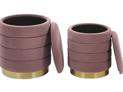 Conjunto De 2 Tamboretes Com Arrumação Rosa Garland