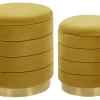 Conjunto De 2 Tamboretes Com Arrumação Amarelo Garland