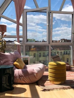 Conjunto De 2 Tamboretes Com Arrumação Amarelo Garland